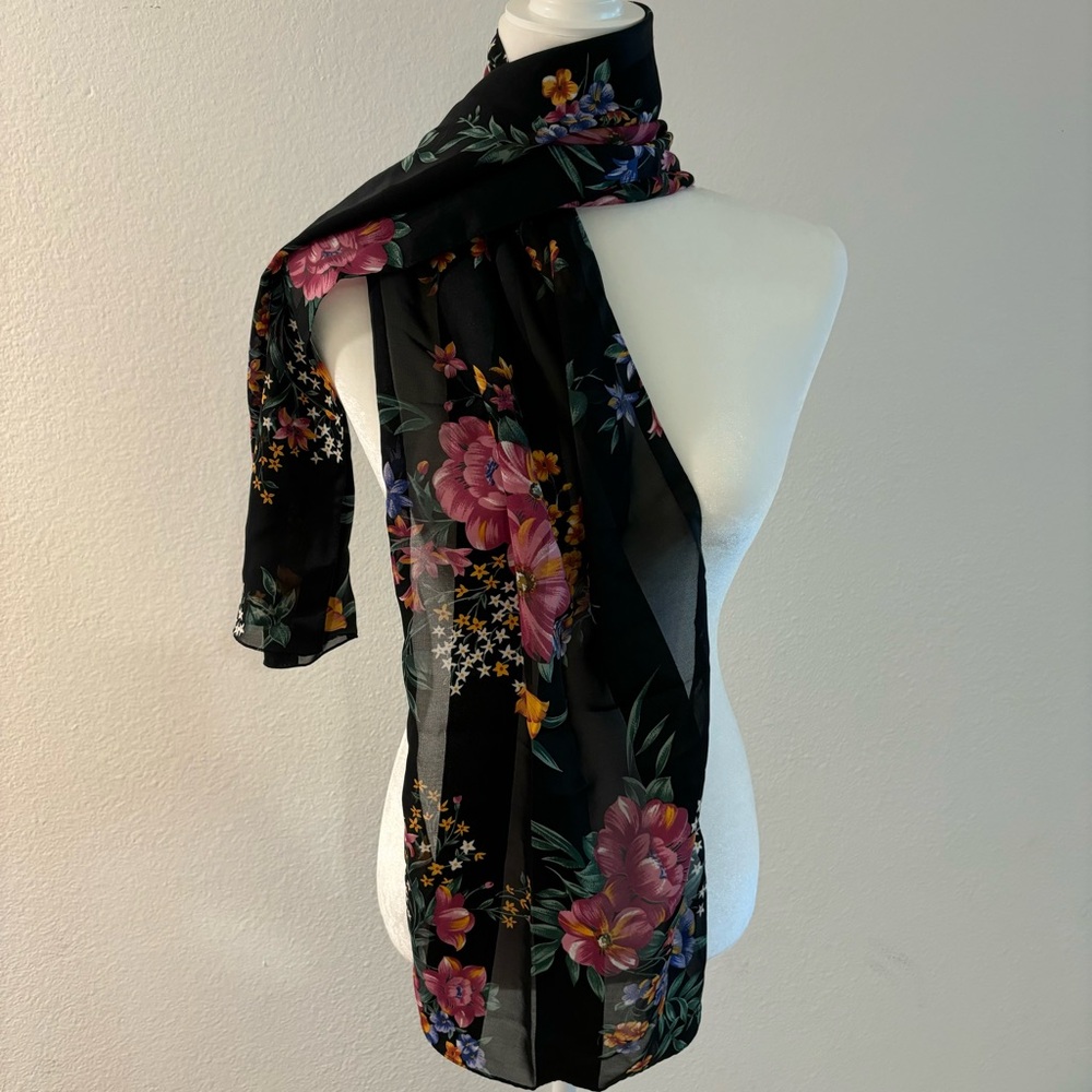 Black floral scarf